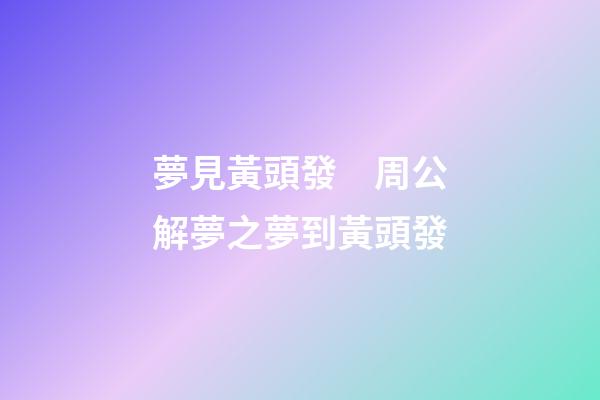 夢見黃頭發　周公解夢之夢到黃頭發